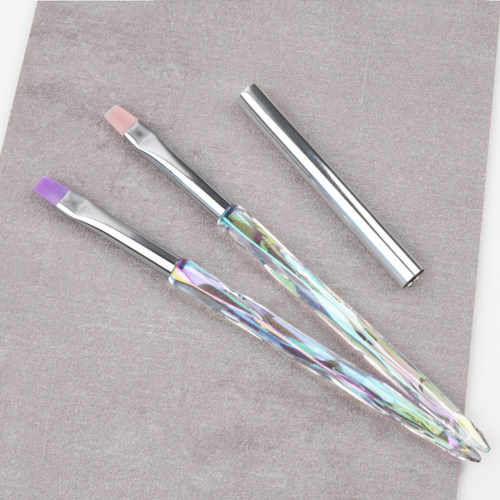 美甲笔独角兽极光方圆笔大平头大圆头笔建构笔刷色胶笔延长光疗笔