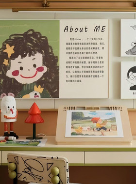 卡通现代样板间儿童房装饰品绘画主题颜料摆件展厅售楼处软装搭配