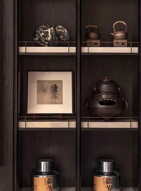 【八度空间】新中式样板间泡茶具大理石花器书桌面玄关组合摆件