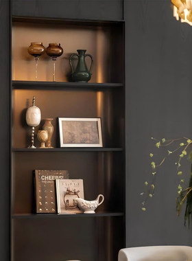 书房摆件高级感轻奢风中古风样板间背景柜壁柜书柜开放格软装搭配