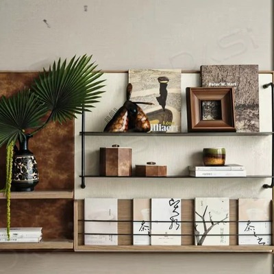 八度空间现代简约样板间售楼处书房书架书柜桌面摆件组合