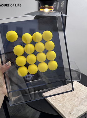 现代亚克力海绵球装饰画创意摆件相框客厅家居桌面克莱因蓝装饰品