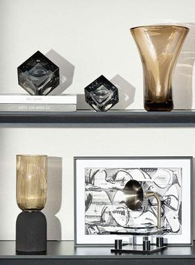 现代简约轻奢玻璃装饰摆件创意静物桌面客厅艺术陈设品