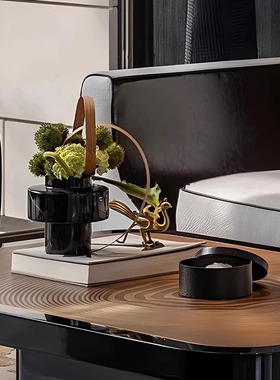 【八度空间】轻奢现代样板间客厅洽谈区售楼处大理石花器果盘摆件