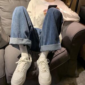 23季季九分牛仔裤 男女中性宽松直筒老爹裤高街中性男女KK72p45图片