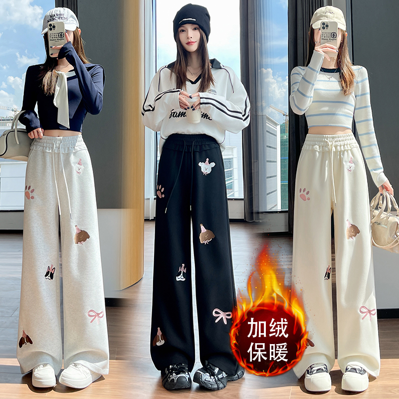 2025秋冬加绒慵懒风卡通印花阔