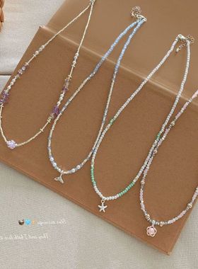 多巴胺项链ins女串珠彩色猫眼石