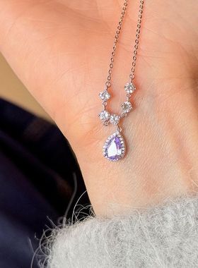 水滴锆石镶嵌纯银女567小众高级