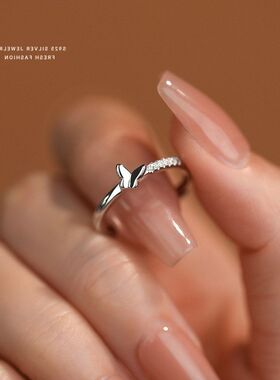 微森系轻奢指环开口百搭s925纯银