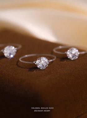 隐形戒指百搭鱼线冰花戒气质食指