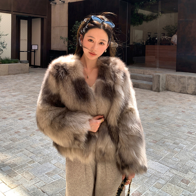 佳佳皮草 维多利亚 年轻款狐狸毛皮草外套女小个子短款毛毛女冬