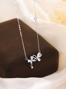 锁骨阿宝圆珠花朵项链气质双足银