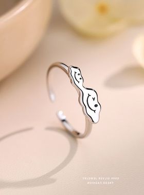 表情999趣味食指时尚云朵戒纯银