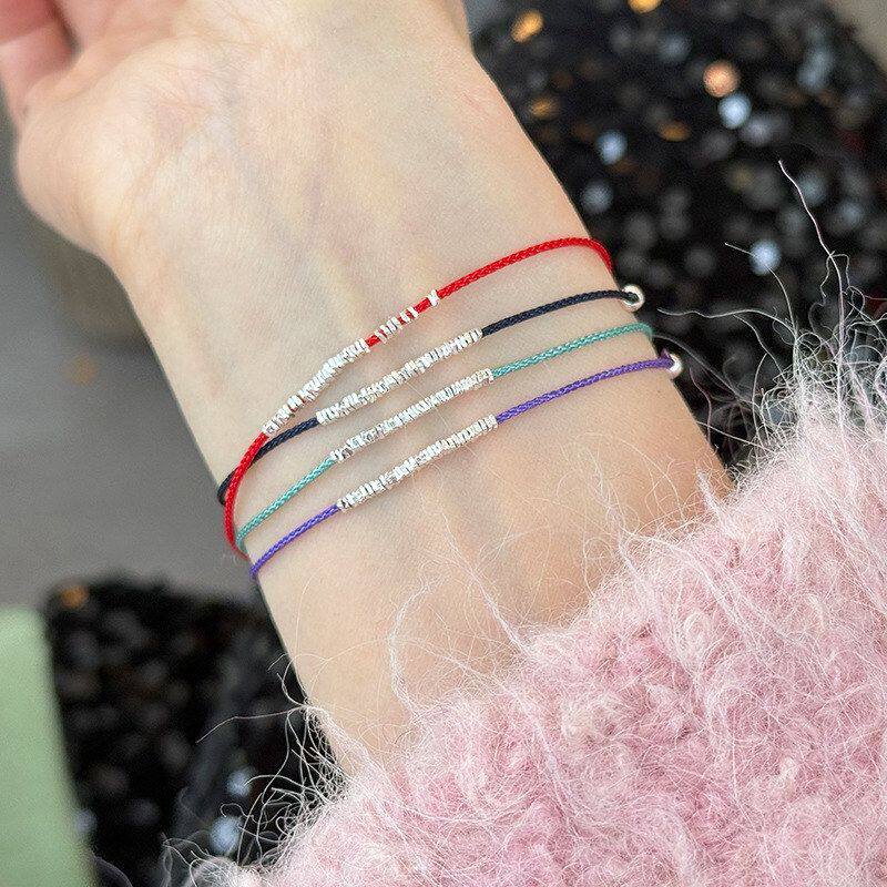 B3332银子碎s925手串绳子女编织