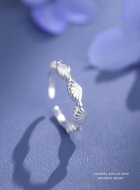 ins素银叠小贝壳优雅潮流纯银戴