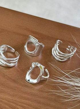 食指重工百搭时髦纯银s925女戒指