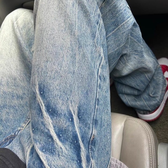 重工爪痕纹牛仔裤潮牌水洗做旧复古小众设计感个性嘻哈痞帅裤子男