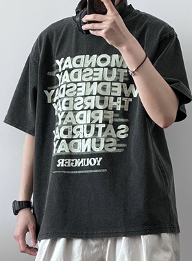 星期洗旧印花cleanfit短袖52043 夏季不热新潮男上衣CCD自由商店