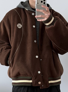 「野球松鼠」毛毡面棒球服棉服54589 韩系百搭保暖潮CCD自由商店