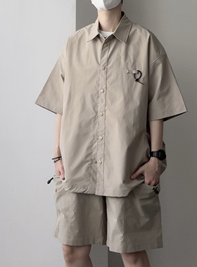 日系大口袋户外套装42066 夏季休闲短袖上衣短裤不热CCD自由商店