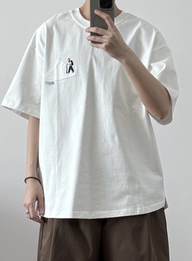 登山刺绣圆领休闲短袖52057 夏季宽松不热潮男T恤上衣CCD自由商店