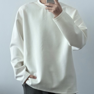 「软弹抗皱」好感圆领打底衫34372 通勤套头衫宽松男CCD自由商店