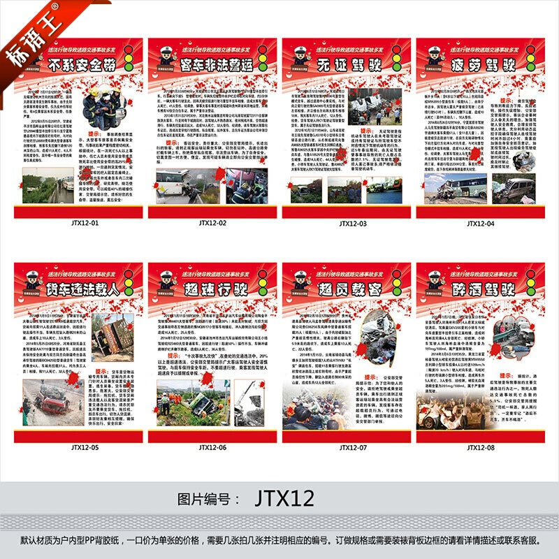 高档交通安全宣传画挂图海报文化贴纸道路交通事故多e发案例展板j