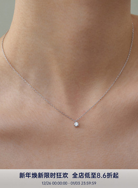 PAUSA ANN s925 极简时髦5A锆石4mm6mm单钻项链
