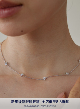 PAUSA ANNs925 bahati系列轻奢幸运四叶草高火彩锆石精致五花项链