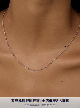 PAUSA ANN s925 进口多切面圆珠高闪简约韩风金银素链锁骨链