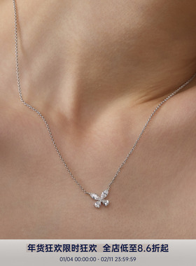 PAUSA ANN s925 高火彩满钻蝴蝶通勤轻奢锁骨链项链