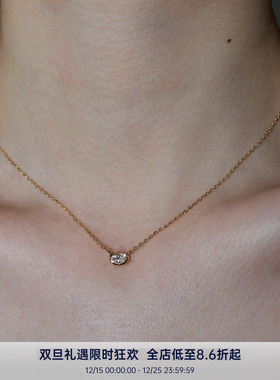 PAUSA ANN s925 通勤时髦小旦形高品质锆石点睛金银项链