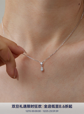 PAUSA ANN s925 轻奢水滴钻拼接人鱼眼泪精致法式项链