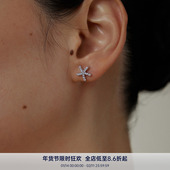 s925 PAUSA ANN 夏日镶钻小海星精致银耳钉
