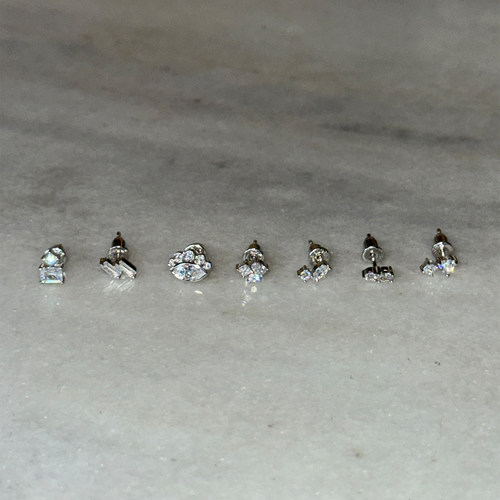 PAUSA ANN s925 gigil系列 原创小碎石拼接迷你养耳洞小耳钉 多款