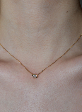 PAUSA ANN s925 通勤时髦小旦形高品质锆石点睛金银项链