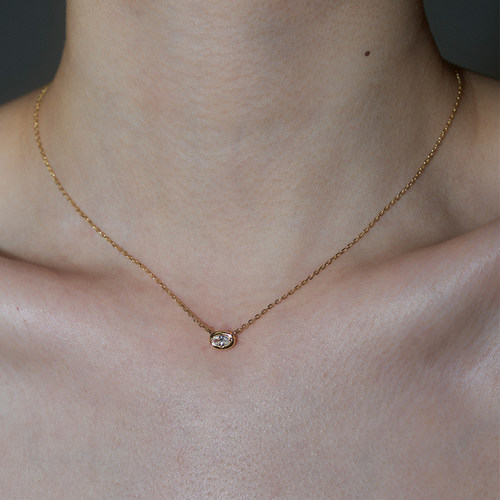 PAUSA ANN s925 通勤时髦小旦形高品质锆石点睛金银项链