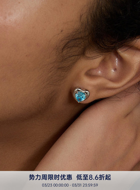 PAUSA ANN s925 stone系列质感蓝色浪漫爱心小众设计耳钉