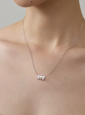 PAUSA ANN s925天然淡水珍珠拼接锆石小众设计跷跷板经典优雅项链