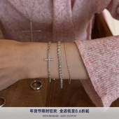 s925 PAUSA ANN 细闪十字架麻花小众设计手链组合