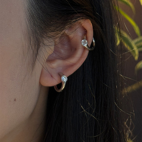 PAUSA ANN s925 质感实心圆钻5A时髦高级感耳钉