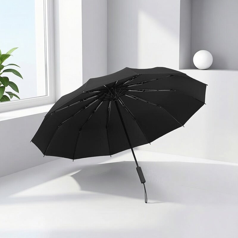 友谊菲诺商务全自动伞十二骨三折男士加大结实耐用雨伞时尚纯色