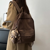 电脑双肩包女高级感小众2025新款 简约背包复古港风书包女大学生潮