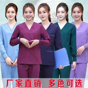 洗手衣手术衣长袖分体套装手术室蓝色纯棉隔离衣医生服护士工作服