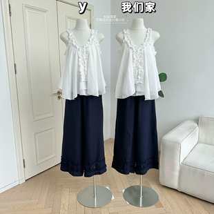 設(shè)計(jì)感小衫 柒月末 100苧麻法式 女夏韓系花邊V領(lǐng)無袖 杜松茉莉 上衣