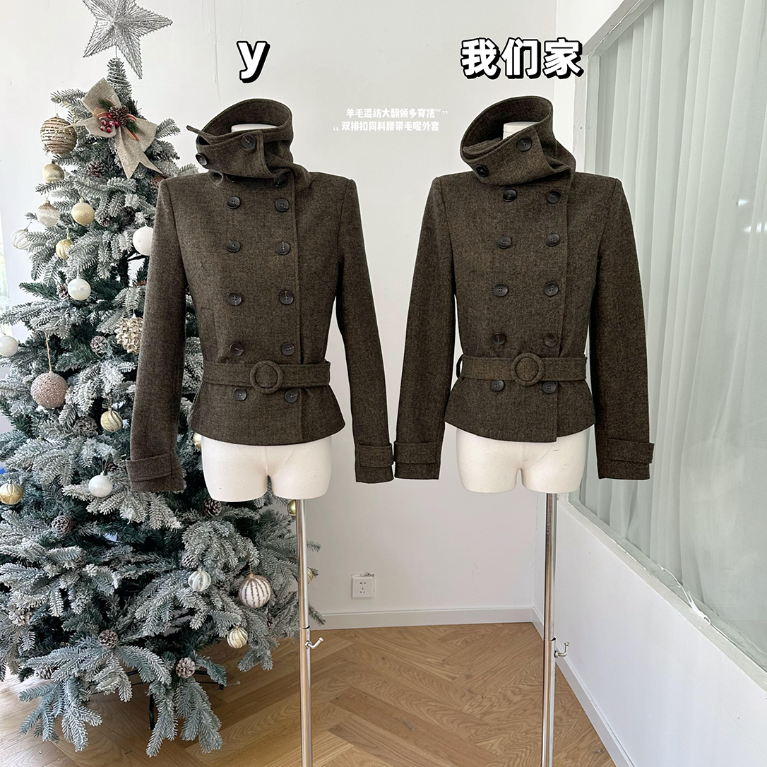 多穿法微宽松短薄毛呢外套