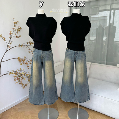 叠穿chic短袖半高领无缝一体马甲