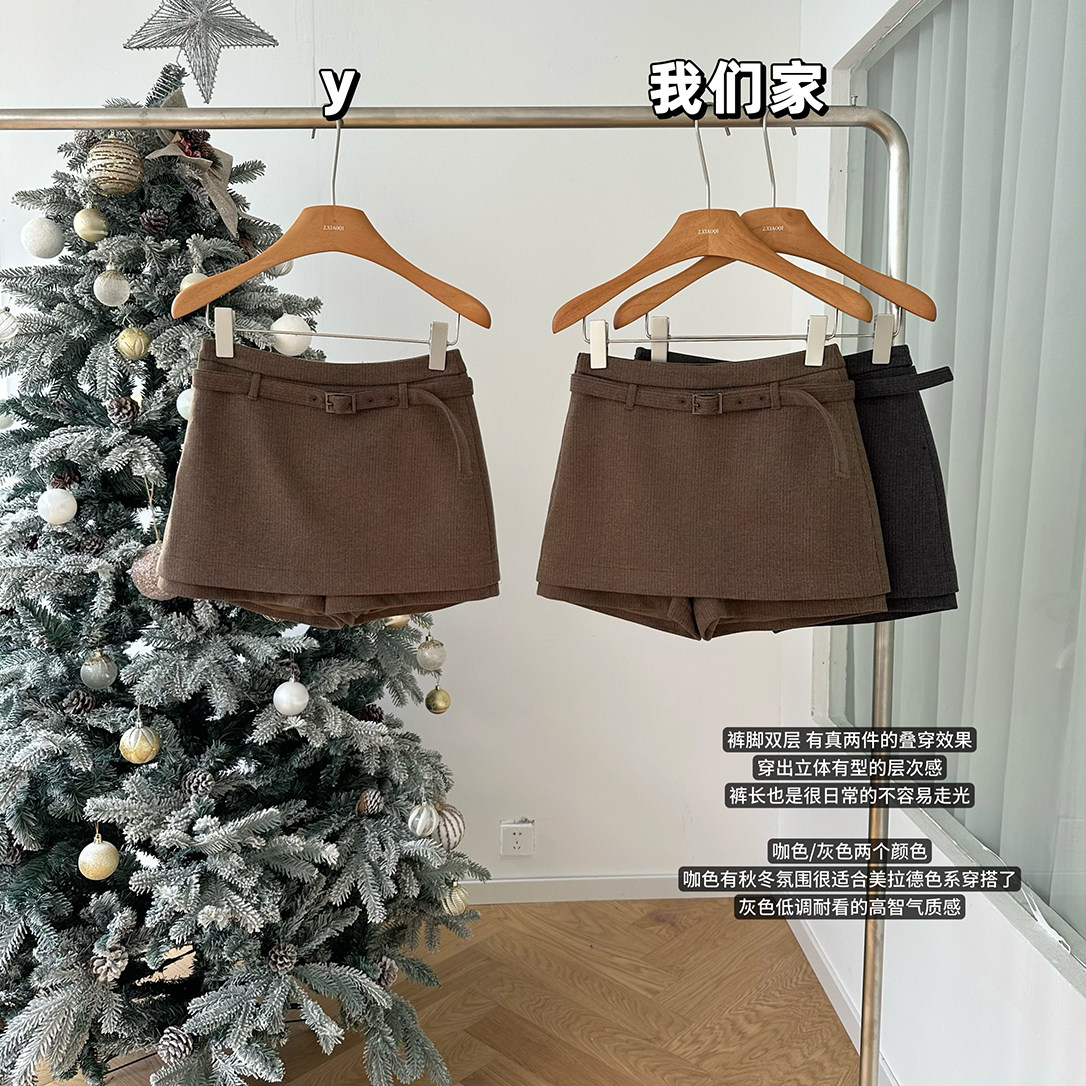柒月末「冬季标配」叠穿感假两件腰带半身裙+百搭条绒休闲短裤,女装/女士精品,短裤,淘宝优惠券,粉丝福利购,淘宝优惠卷