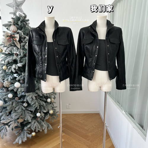 美式复古酷飒风机车皮衣外套