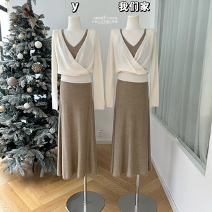 '留洋温蒂'小说女主氛围进口机织高品云柔羊毛针织罩衫背心半身裙